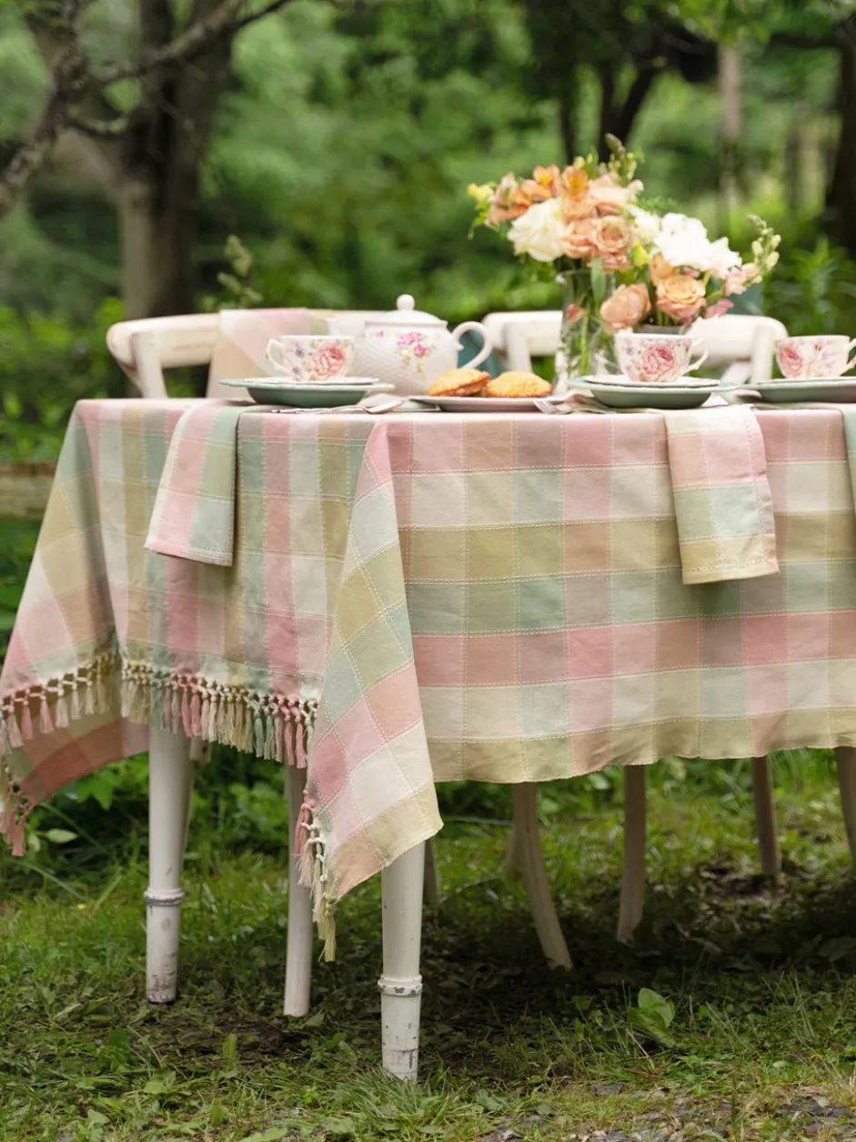 Georgia Plaid Tablecloth - Pink Sage
