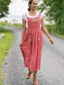 Haberdashery Pinafore Dress - Coral