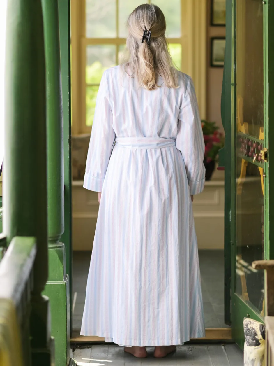 Hampton Stripe Dressing Gown - White Blue