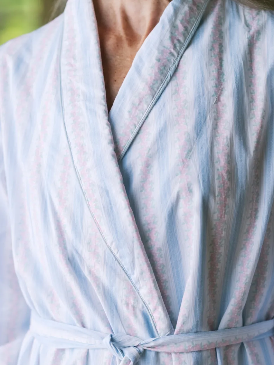 Hampton Stripe Dressing Gown - White Blue
