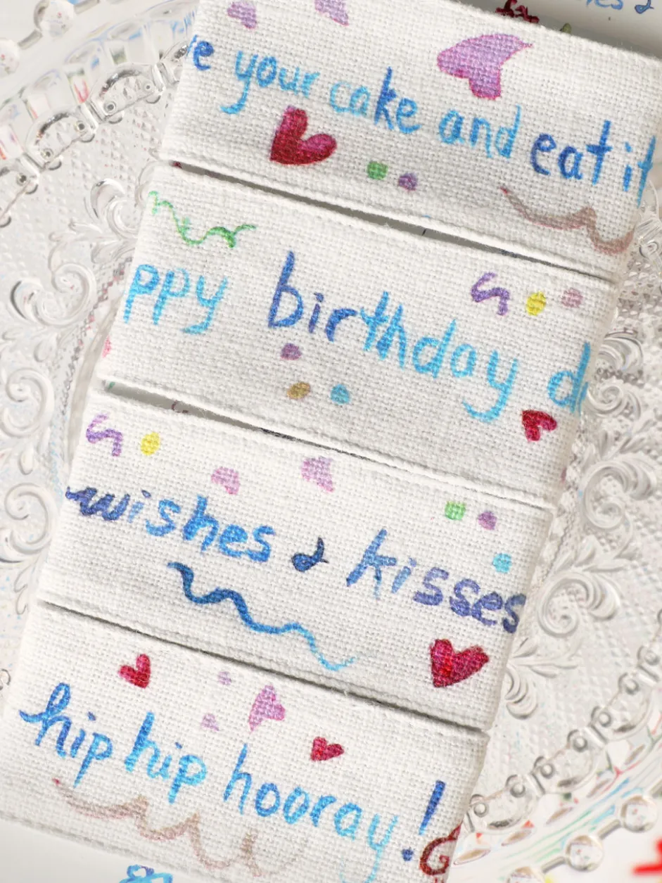 Happy Birthday Watercolor Napkin Ring Set of 4 - Multi
