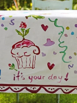 Happy Birthday Watercolor Tablecloth