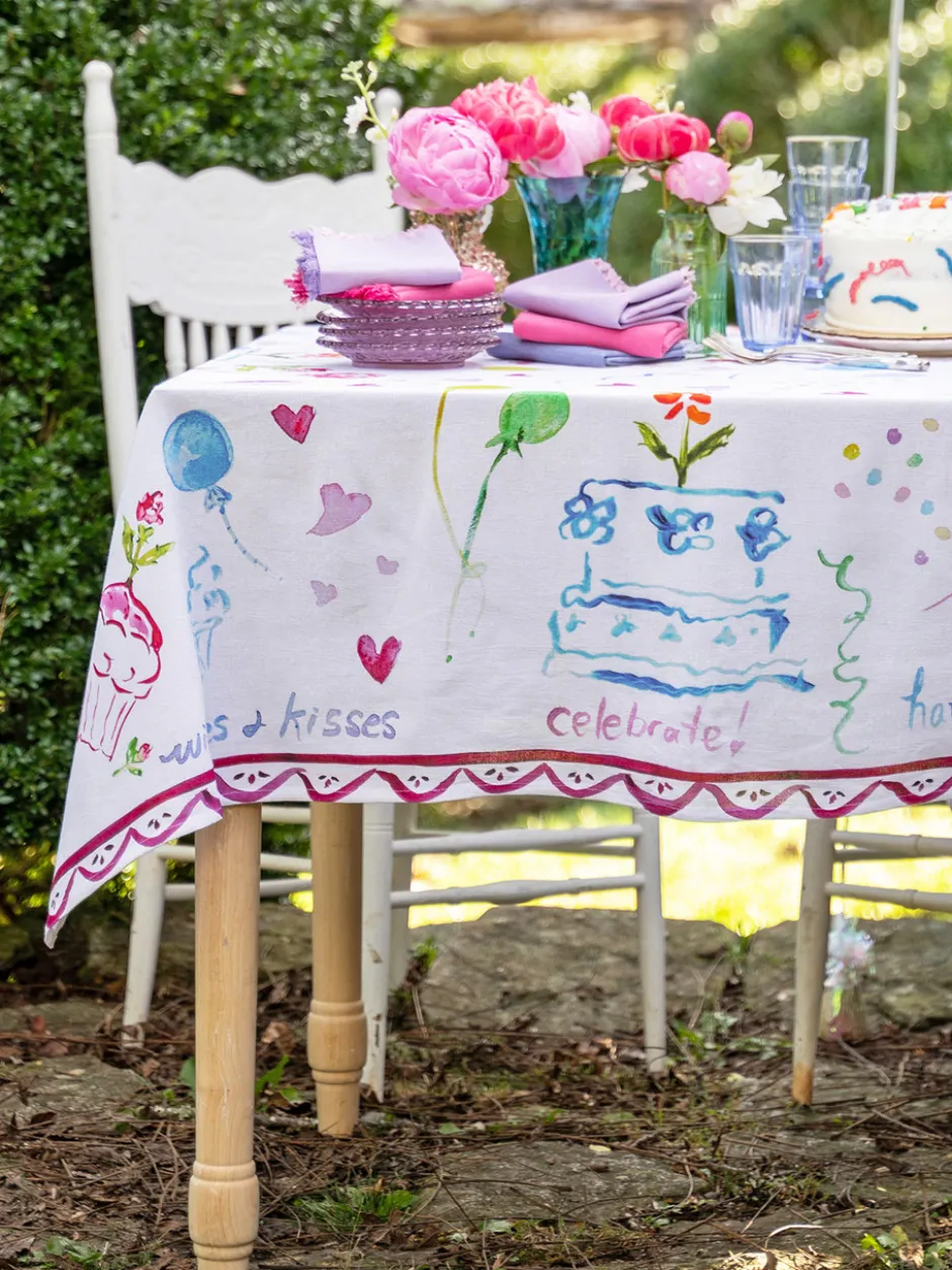 Happy Birthday Watercolor Tablecloth