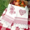 Heart & Bouquet Tea Towel Set of 2 - Red