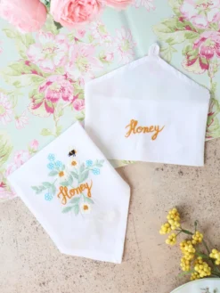 Honey Embroidered Hankie - White