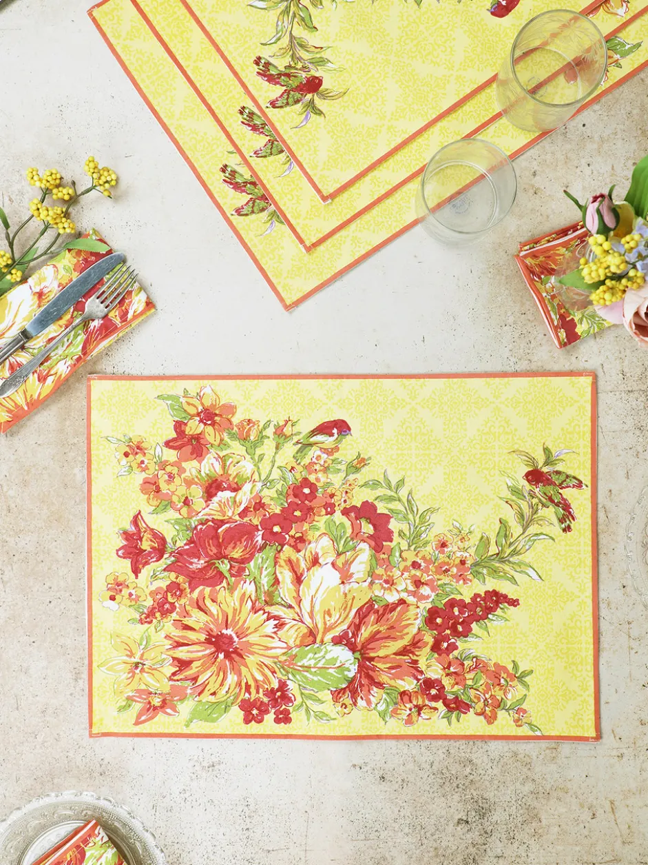 In Full Bloom Placemat Set of 4 - Yellow