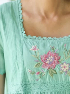 Island Flower Nighty - Soft Teal