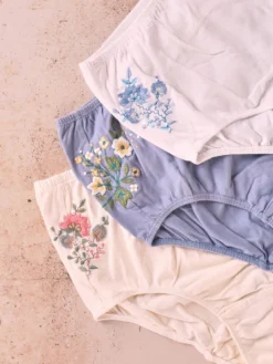 Kimmie Embroidered Underwear Set of 3- Granny Fit
