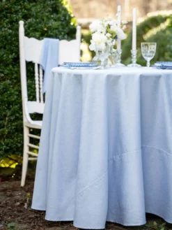 Lark Cotton Jacquard Round Cloth - Blue