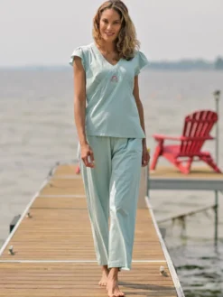 Lazy Me Pajama Set - Soft Aqua