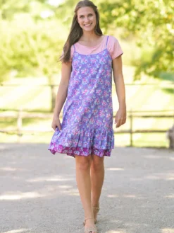 Lizzy's Bouquet Short Dress - Dark Periwinkle