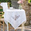 Love Note Embroidered Tea Cloth - Ecru