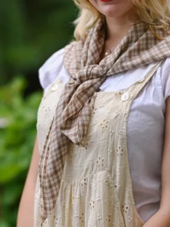 Madras Scarf - Ecru