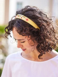 Meadow Embroidered Headband - Yellow