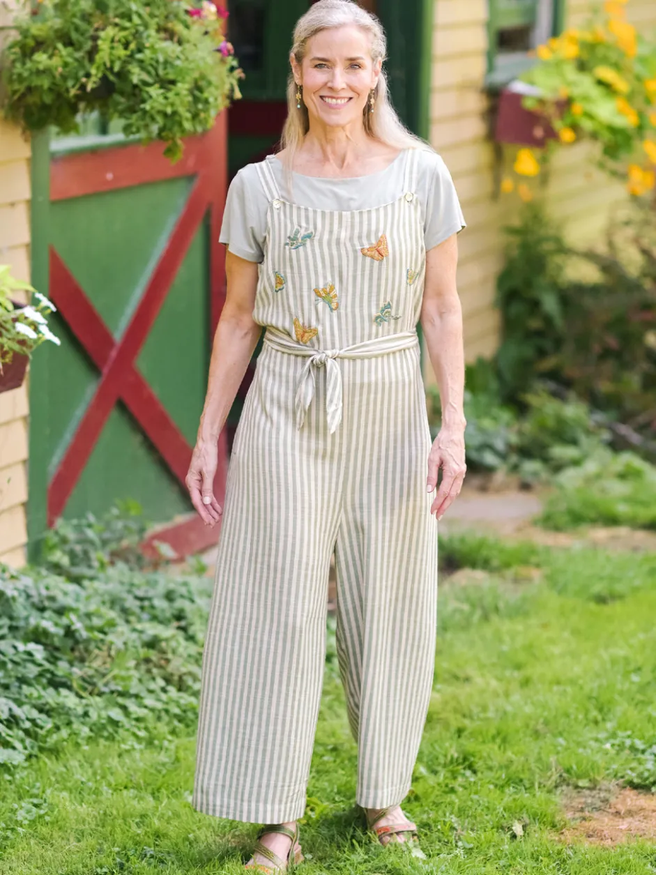 Meadow Stripe Jumpsuit - Sage