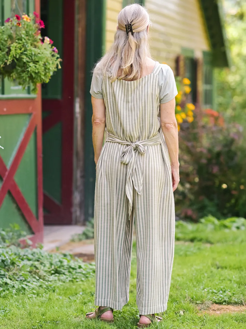 Meadow Stripe Jumpsuit - Sage