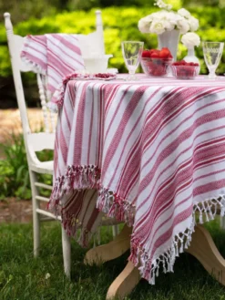 Mingle Stripe Tablecloth - Red