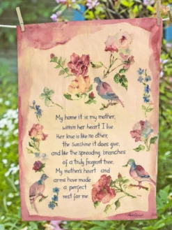 Mother's Poem Watercolor Tea Towel