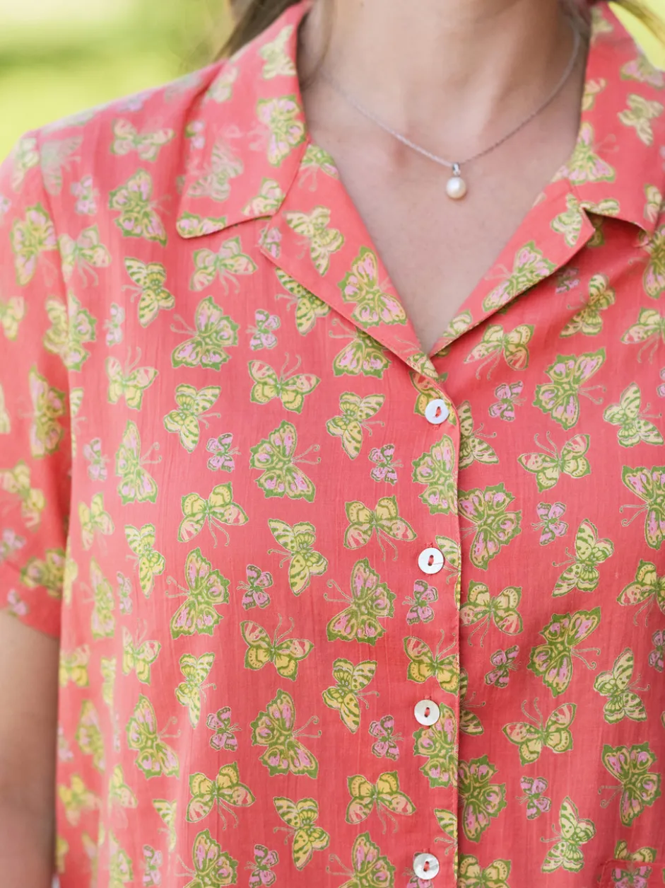 Papillon Blouse - Coral