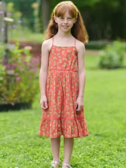 Papillon Kids Dress - Coral