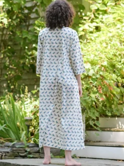 Parakeet Caftan - Ecru Dark Teal