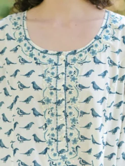 Parakeet Caftan - Ecru Dark Teal