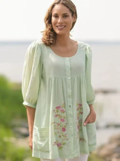Patricia Embroidery Tunic - Sage