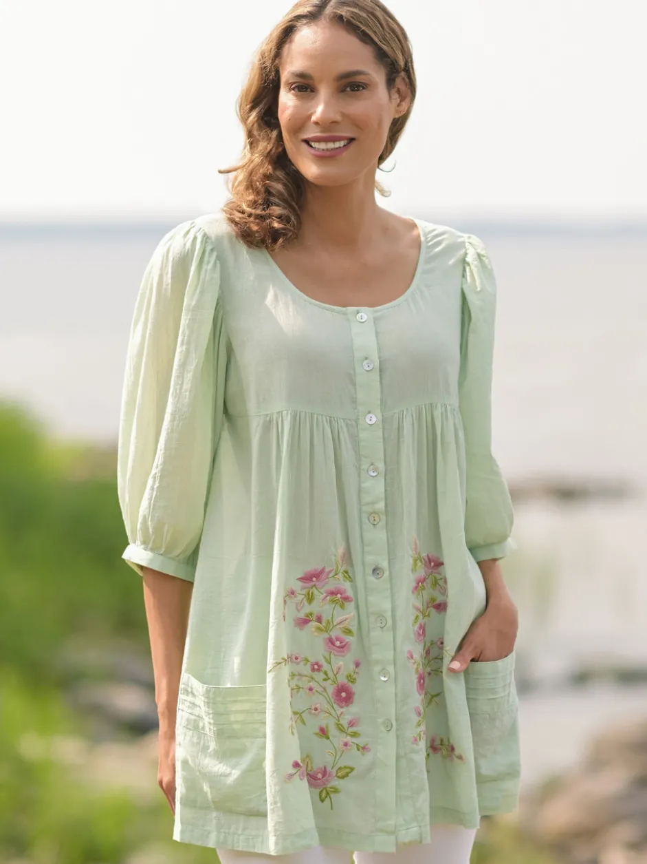 Patricia Embroidery Tunic - Sage
