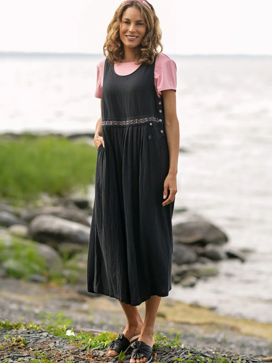 Peaceful Pinafore Dress - Black