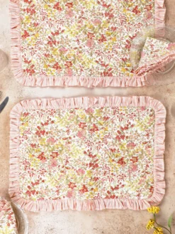 Penelope Ruffle Quilted Placemat Set of 2 - Ivory