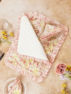 Penelope Ruffle Quilted Placemat Set of 2 - Ivory
