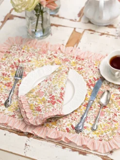Penelope Ruffle Quilted Placemat Set of 2 - Ivory