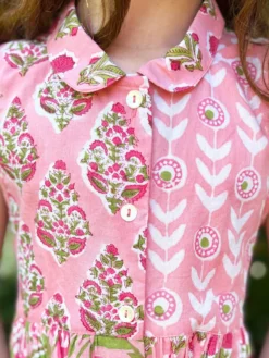 Pink Rose Day Kids Dress - Pink