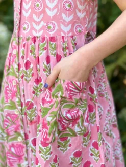 Pink Rose Day Kids Dress - Pink
