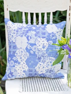 Porcelain Patchwork Cushion Cover - Blue