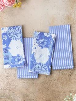 Porcelain Patchwork Luncheon Napkin Set of 4 - Blue