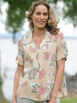 Postcard Camp Blouse - Antique