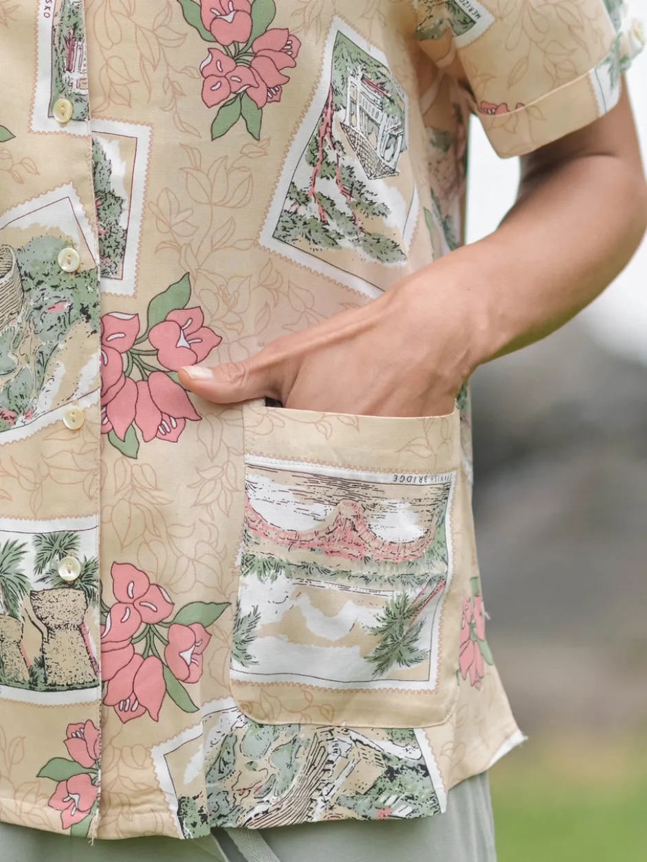 Postcard Camp Blouse - Antique