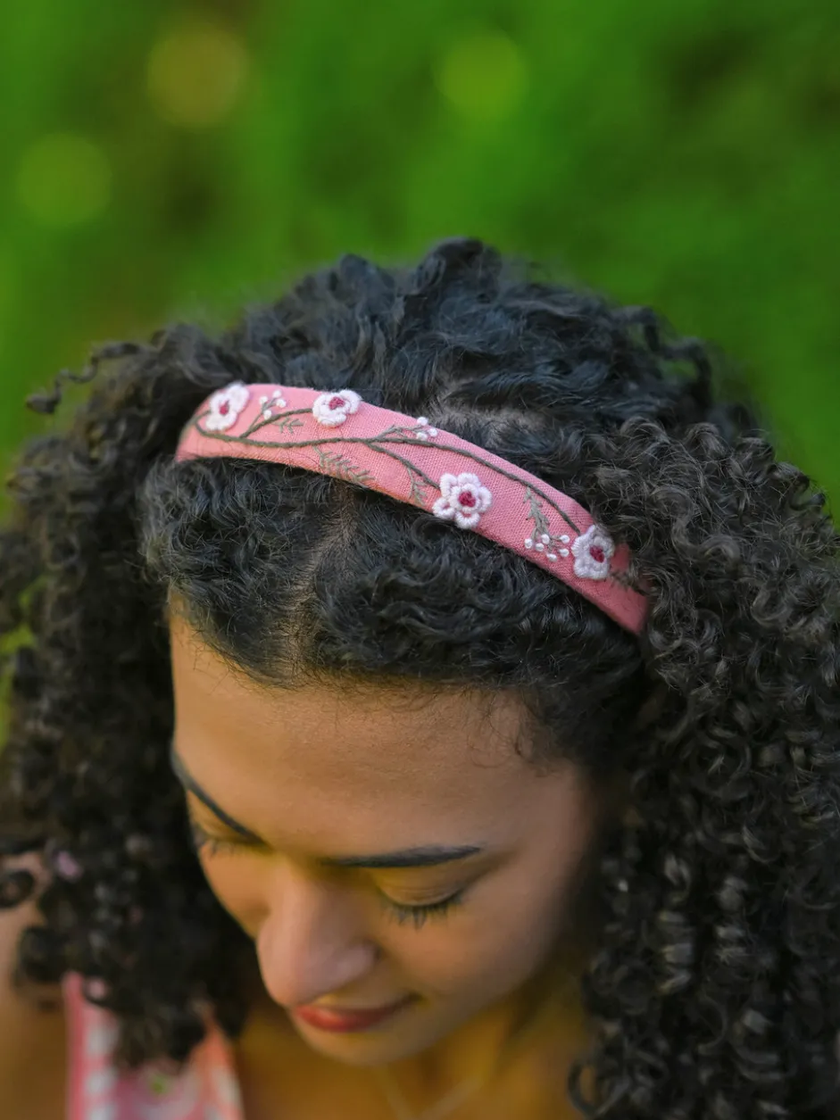 Prairie Embroidered Headband - Light Pink
