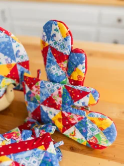 Primary Patchwork Oven Mitt Set of 2 - Multi