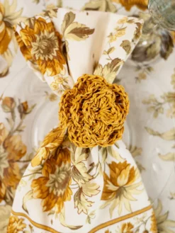 Raffia Napkin Ring Set of 4 - Gold