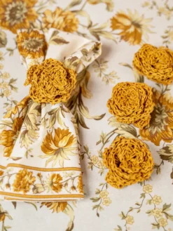 Raffia Napkin Ring Set of 4 - Gold