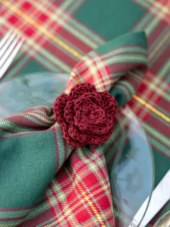 Raffia Napkin Ring Set of 4 - Red