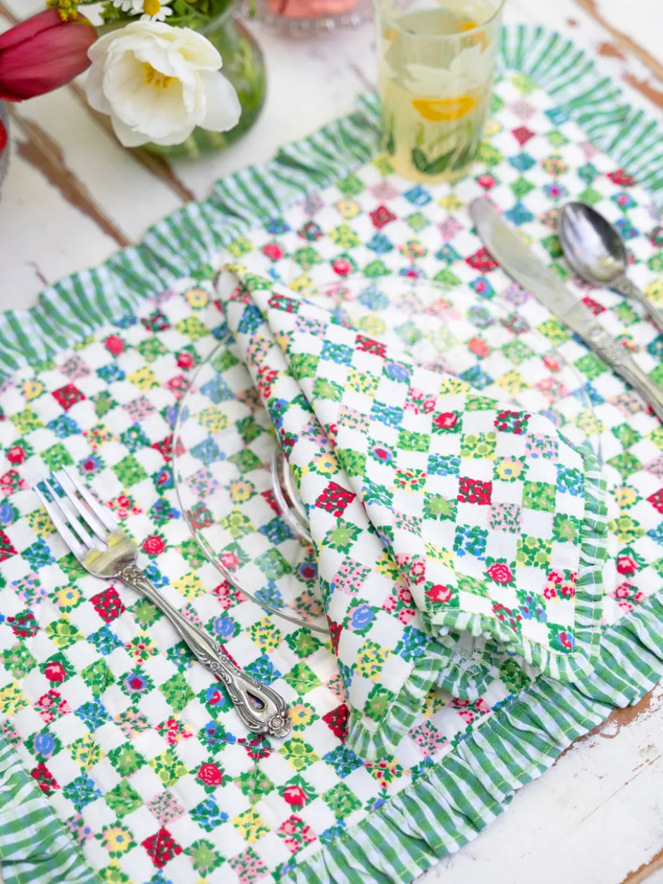 Rebecca Ruffle Quilted Placemat Set of 2 - Multi