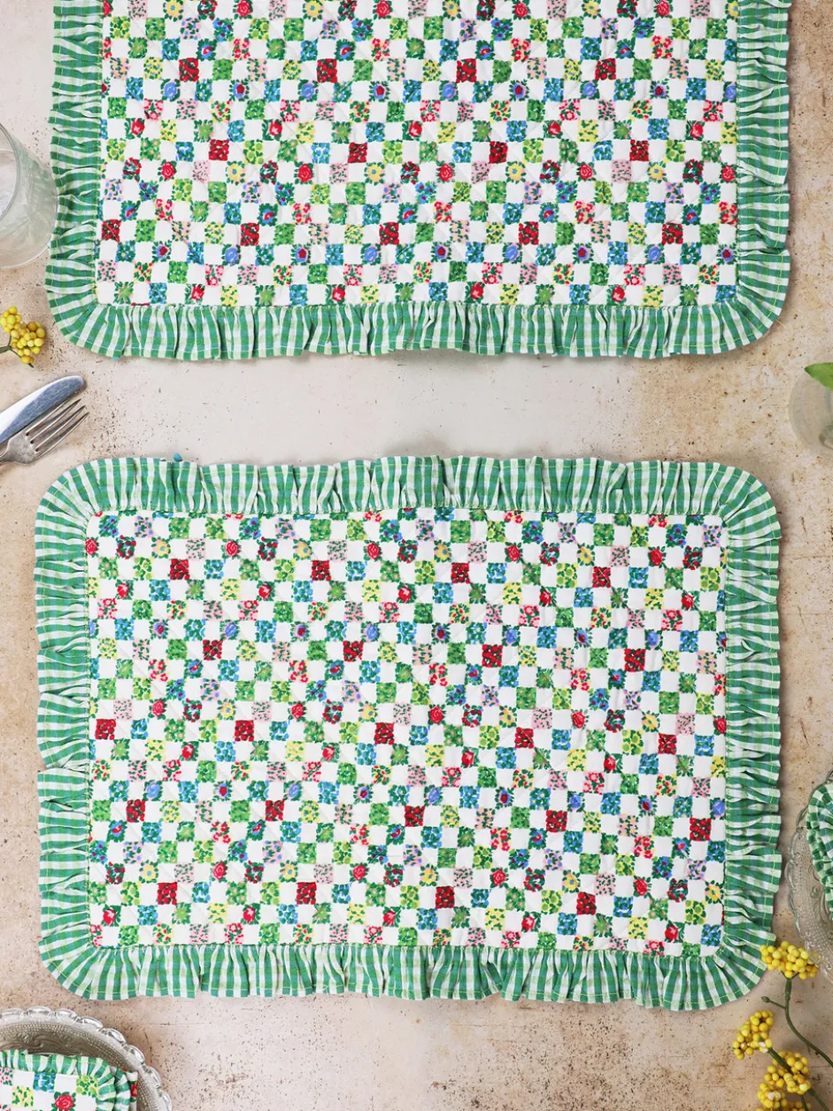 Rebecca Ruffle Quilted Placemat Set of 2 - Multi