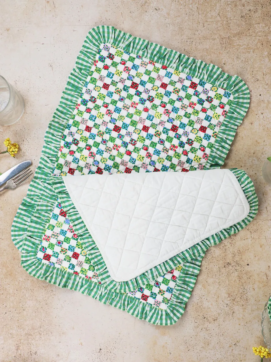 Rebecca Ruffle Quilted Placemat Set of 2 - Multi
