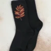 Retro Golden Leaf Crew Sock - Black
