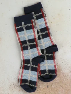 Retro Plaid Crew Sock - Black