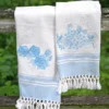 Rose & Hydrangea Tea Towel Set of 2 - Blue