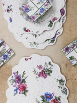 Russian Chintz Quilted Placemat Set of 4 - Ivory
